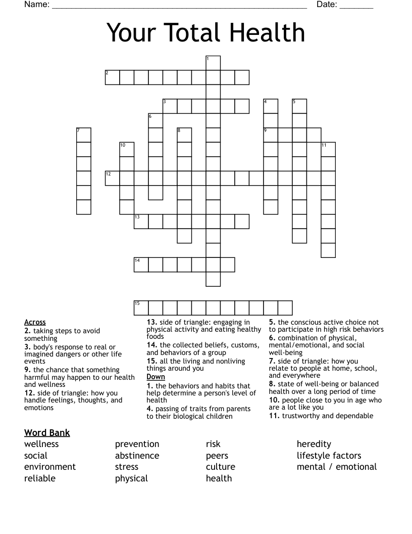 Your Total Health Crossword