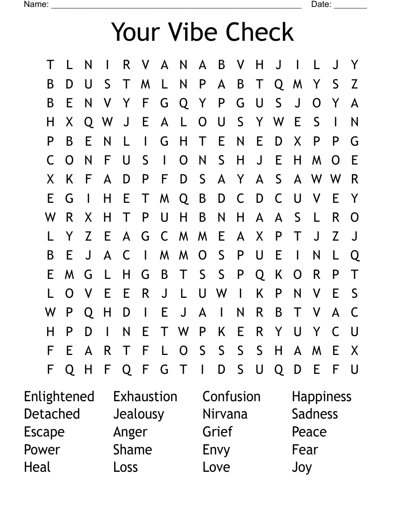 Your Vibe Check Word Search