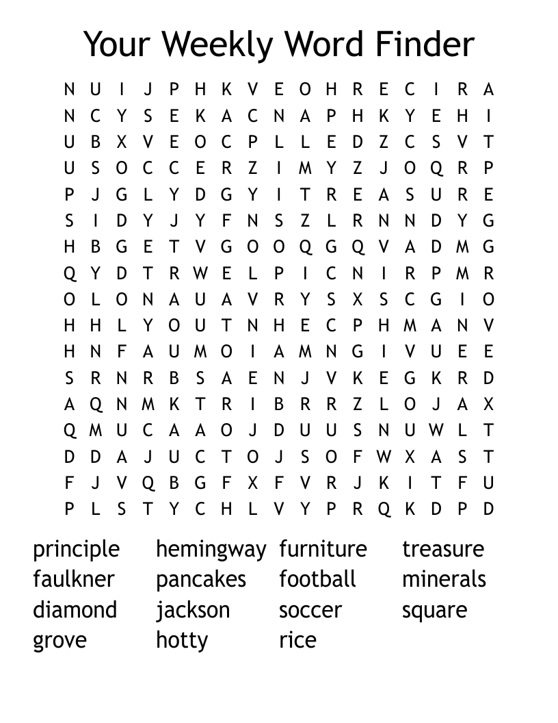 Your Weekly Word Finder Word Search
