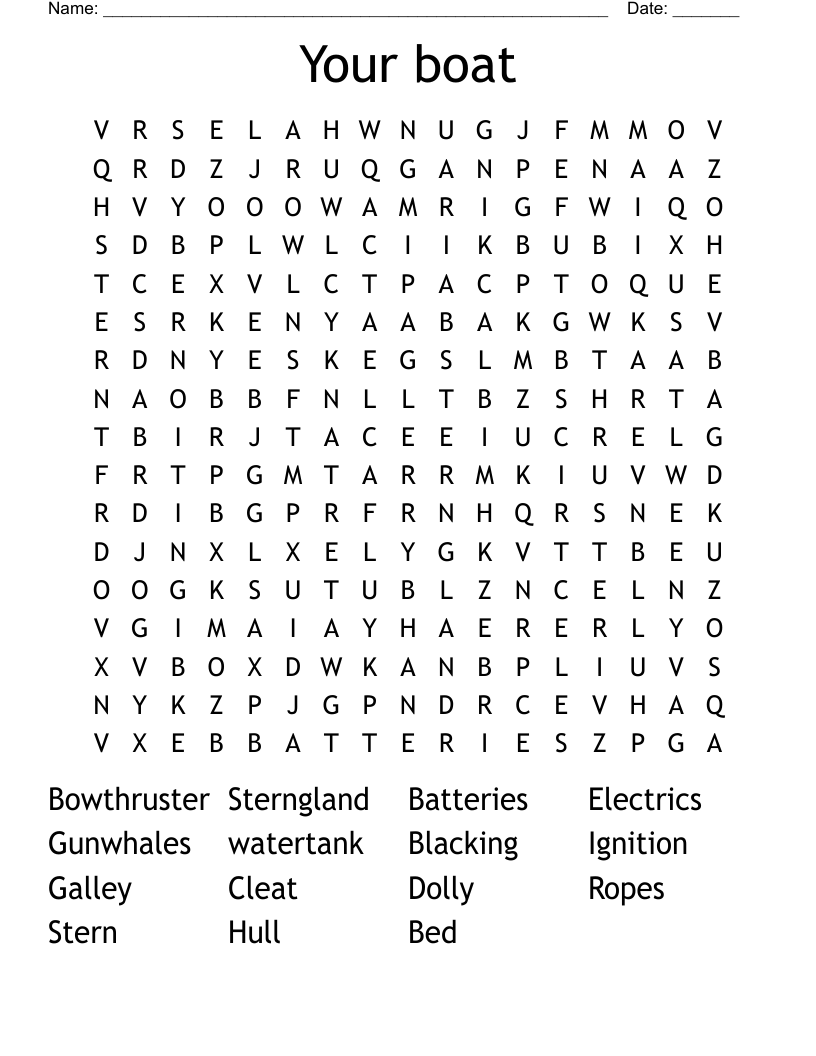 Your boat Word Search