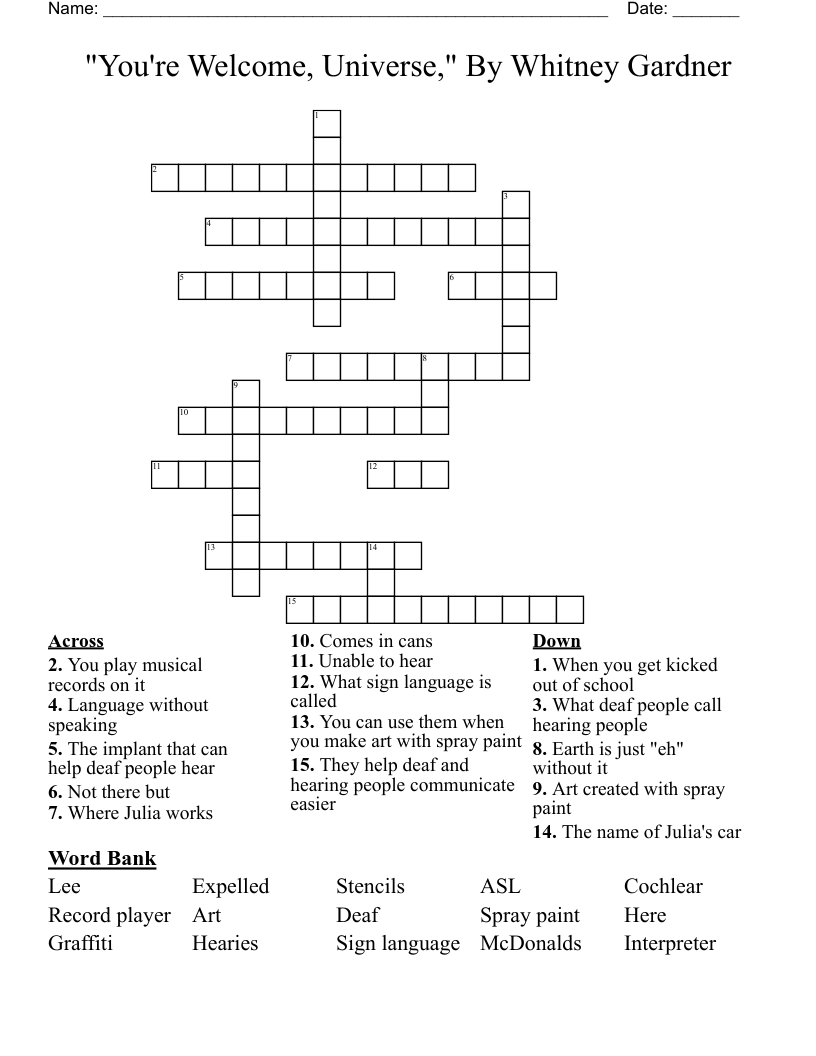 "You're Welcome, Universe," By Whitney Gardner Crossword