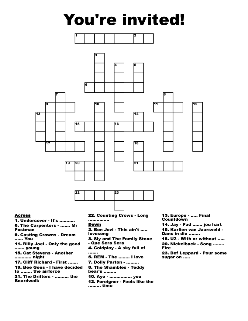 You're invited! Crossword