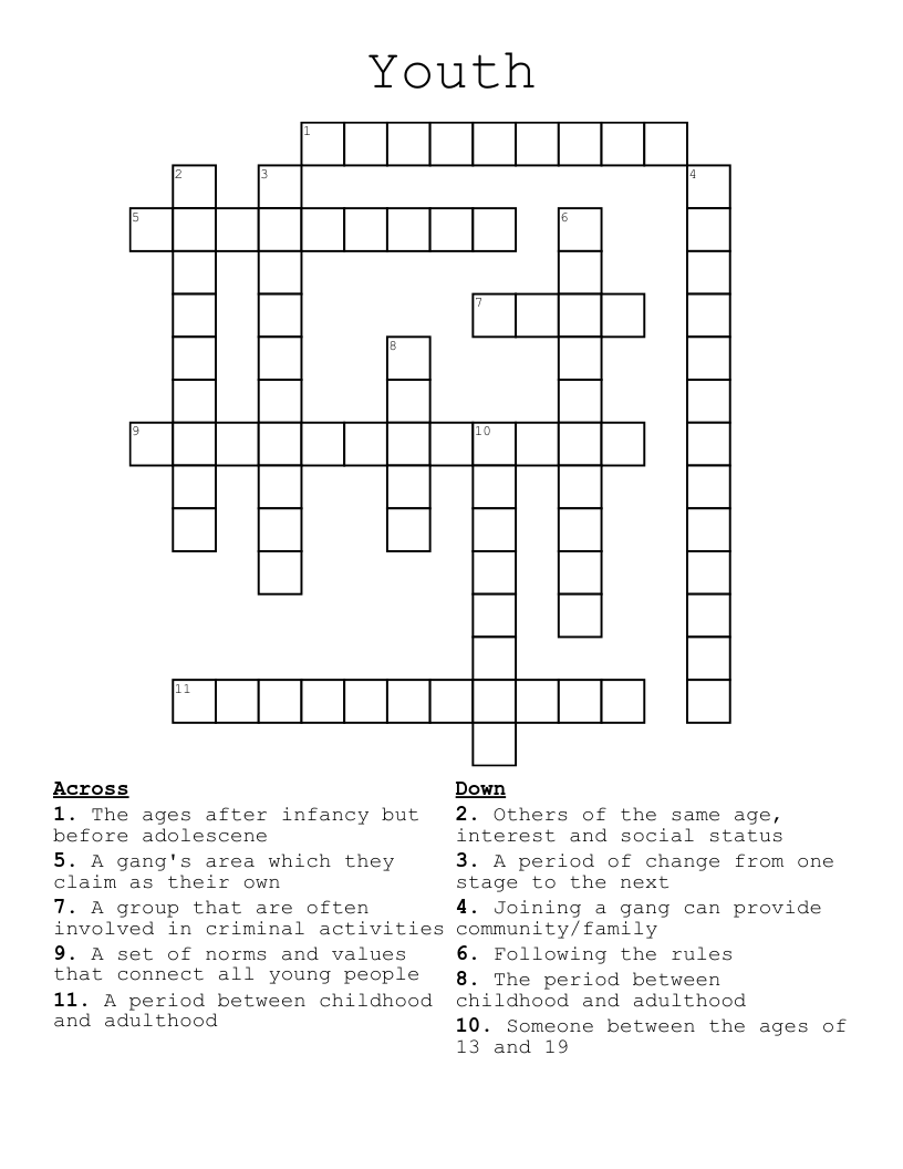 Youth Crossword