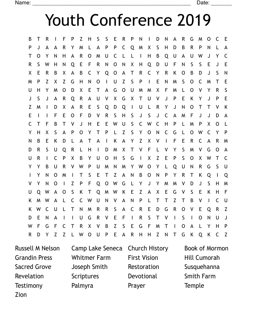 Youth Conference 2019 Word Search