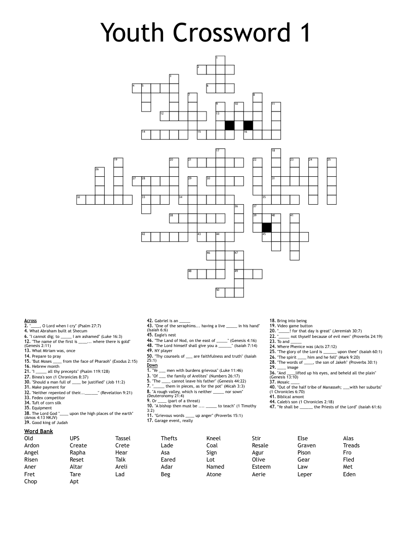 Youth Crossword 1