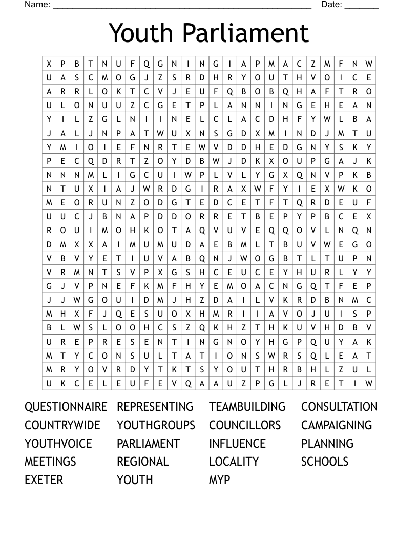 Youth Parliament Word Search