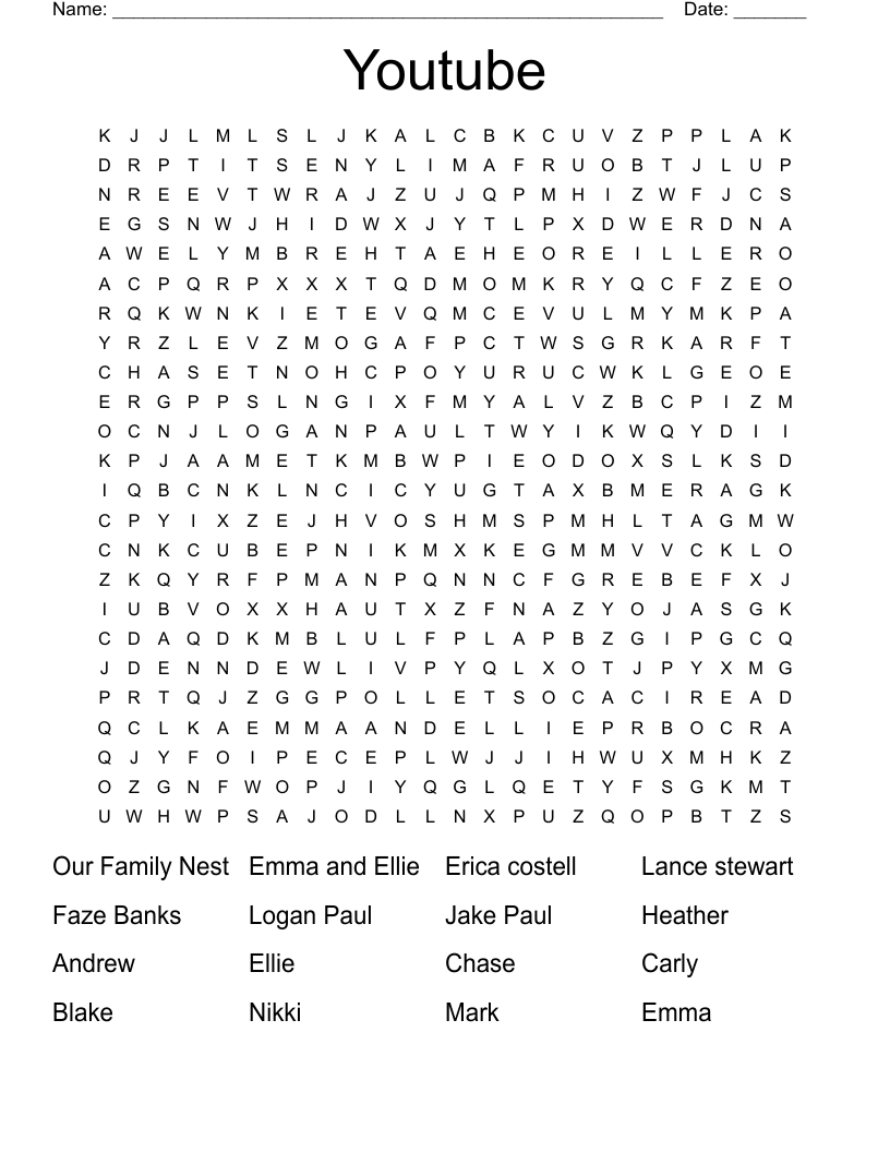 Youtube  Word Search