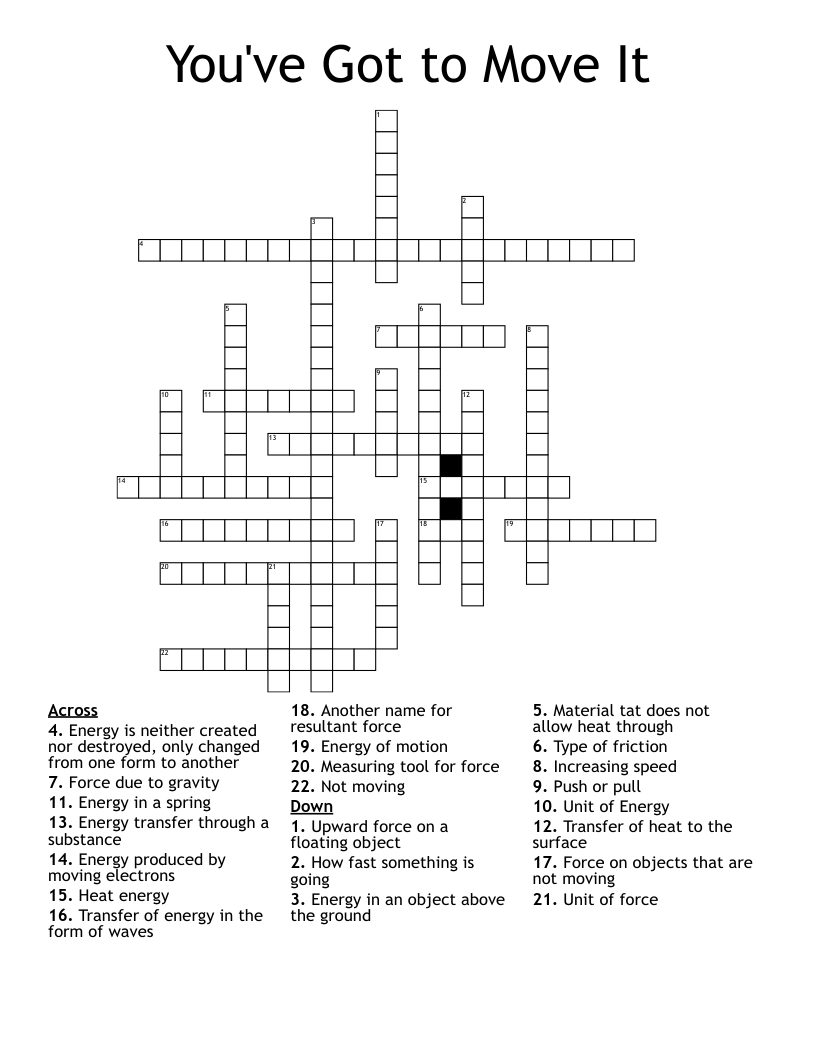 You've Got to Move It Crossword