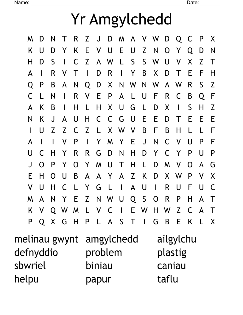 Yr Amgylchedd Word Search