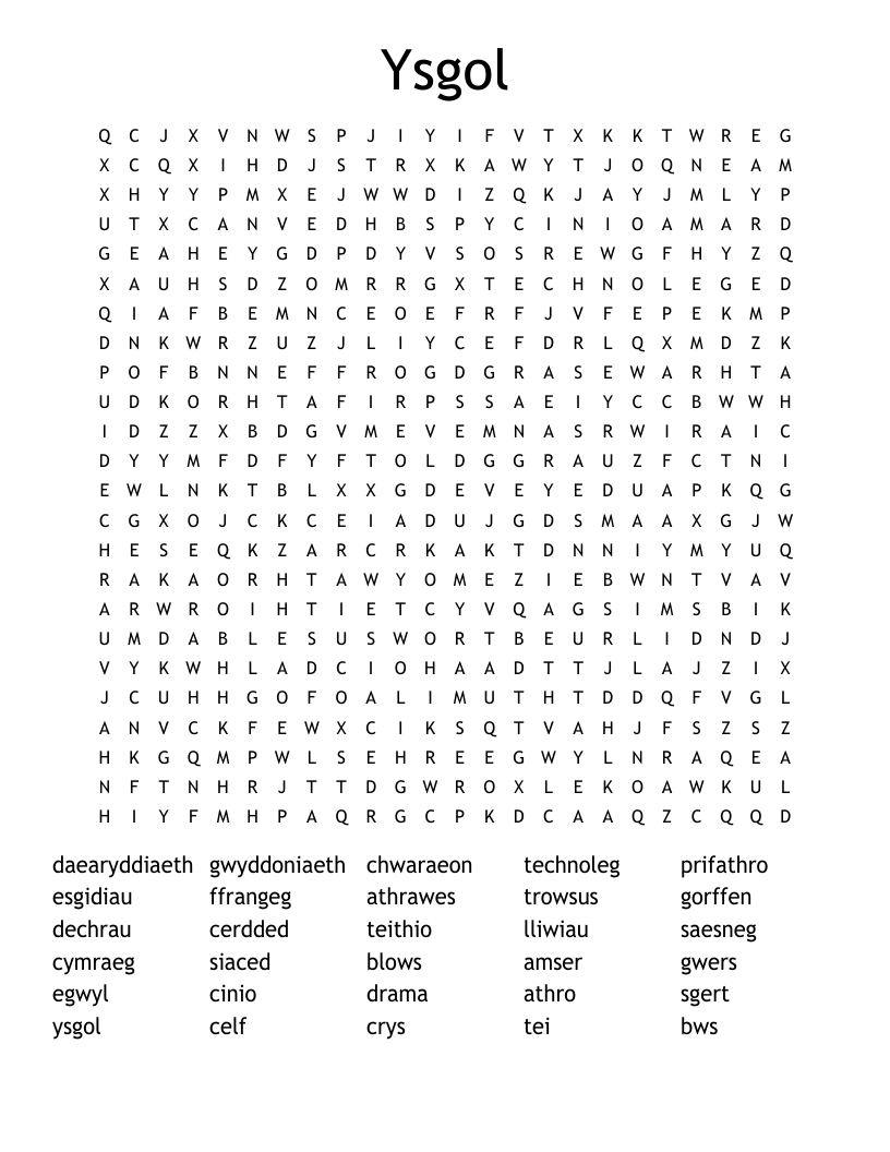 Ysgol Word Search