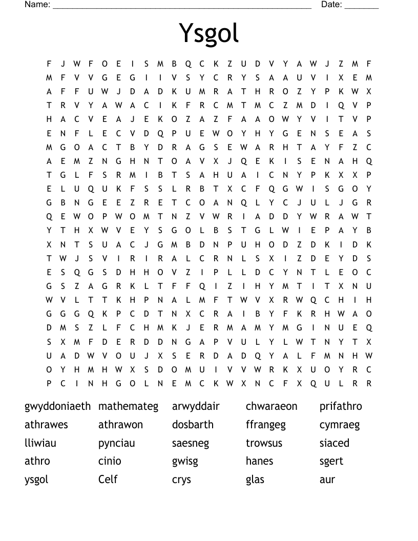 Ysgol Word Search