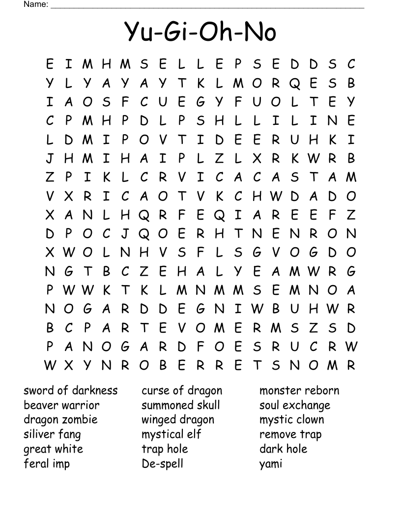 Yu-Gi-Oh-No Word Search