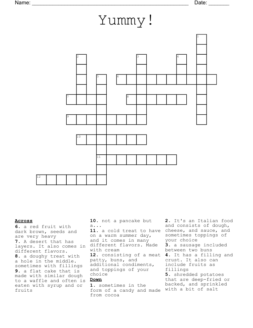 Yummy! Crossword