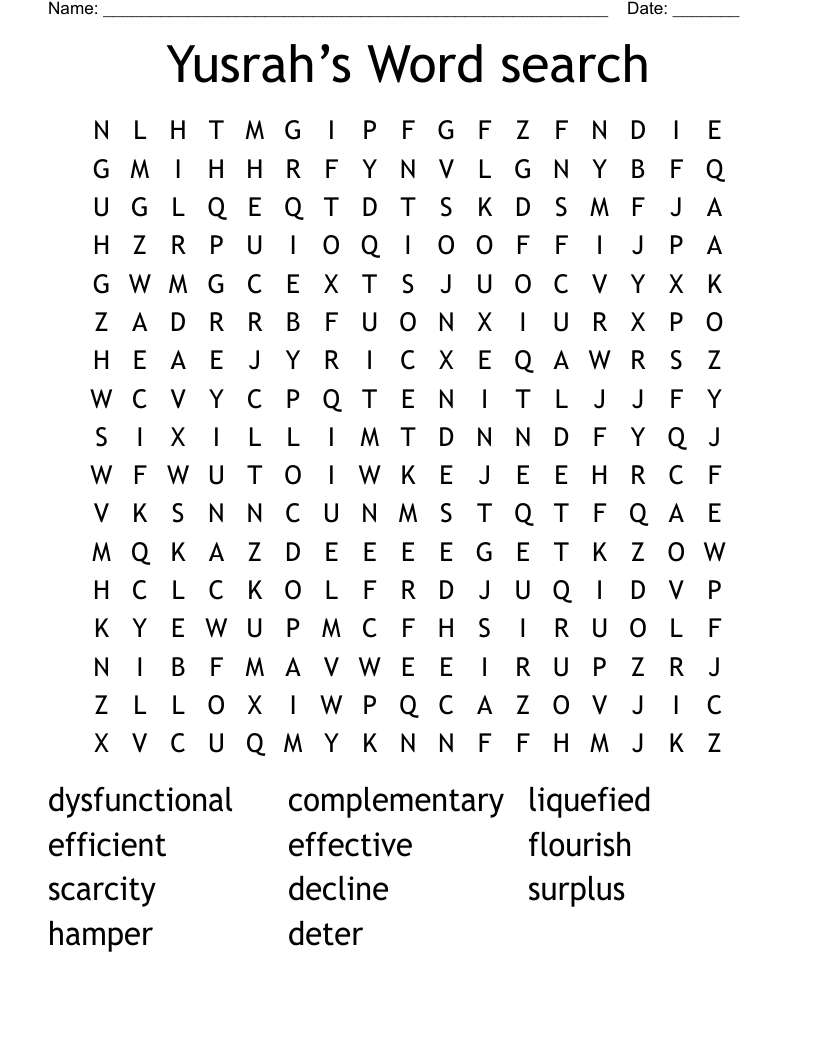 Yusrah’s Word search 
