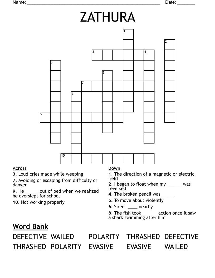 ZATHURA Crossword