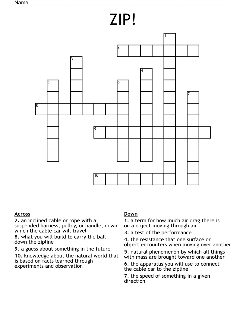 ZIP! Crossword