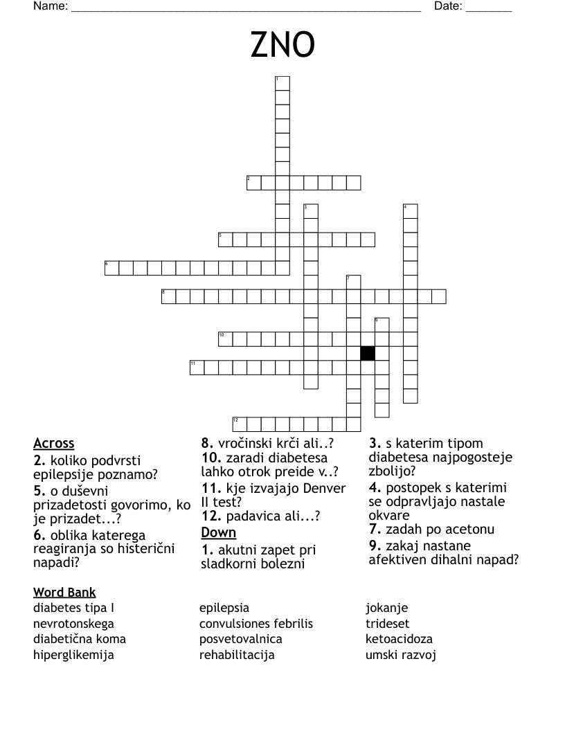 ZNO Crossword