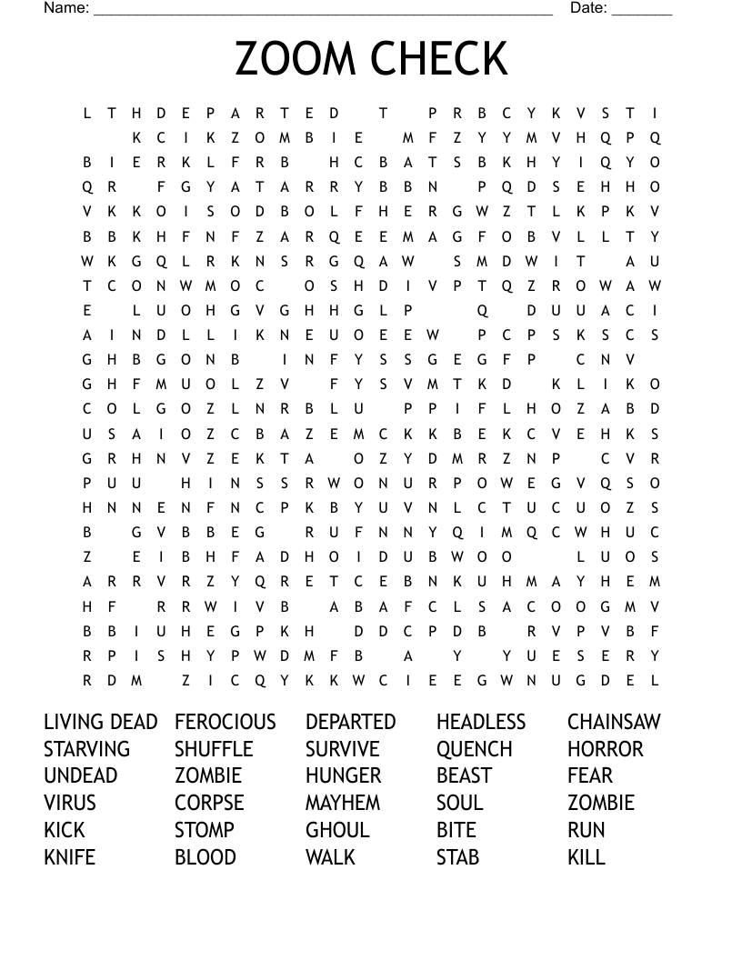 ZOOM CHECK Word Search