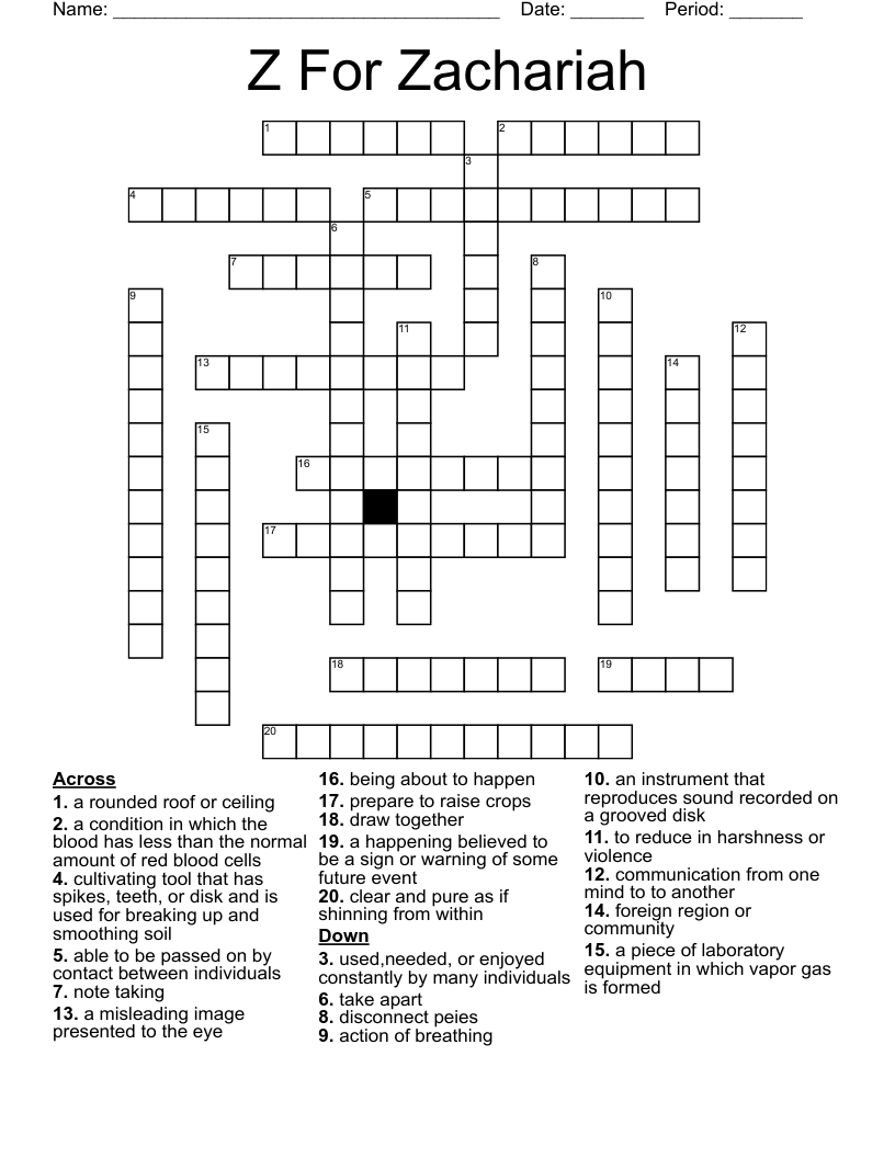 Z For Zachariah Crossword