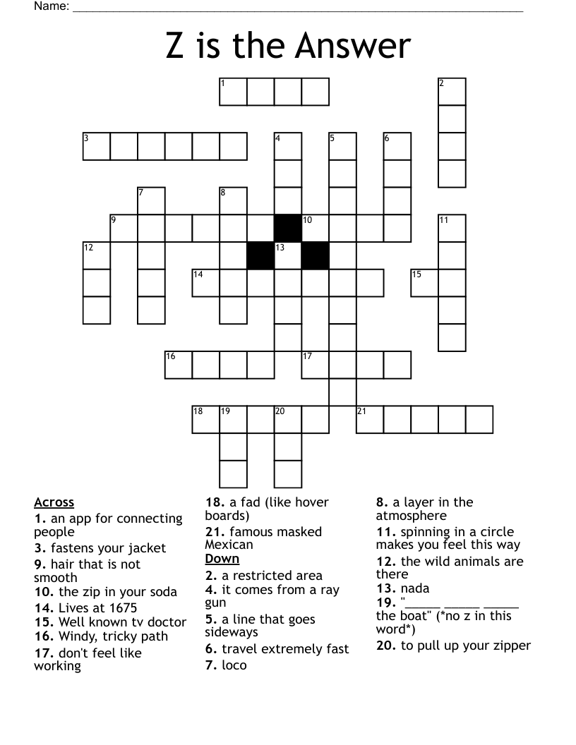 Z is the Answer Crossword