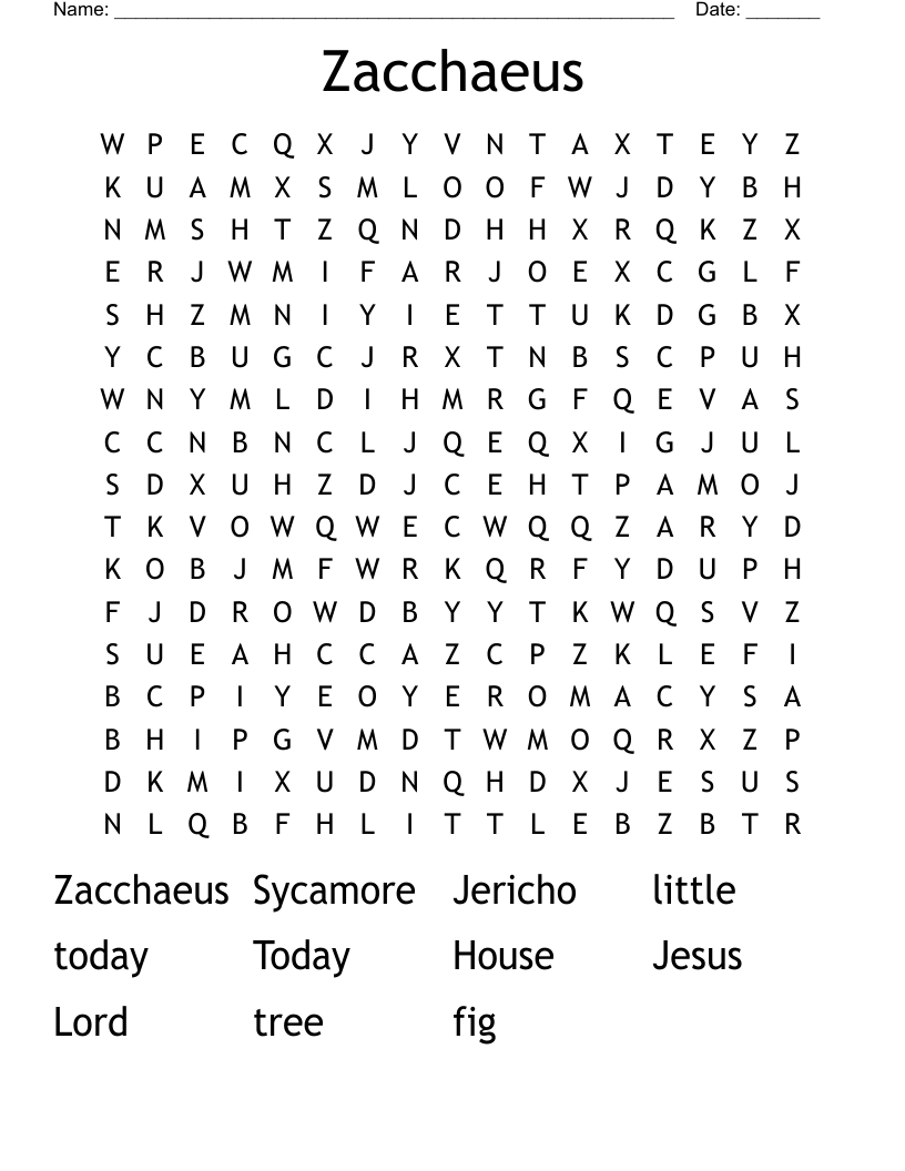 Zacchaeus Word Search