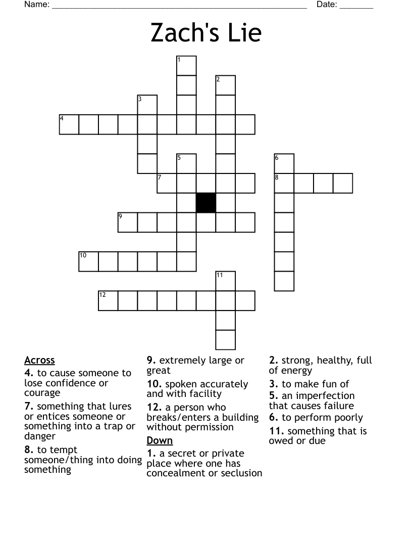 Zach's Lie Crossword