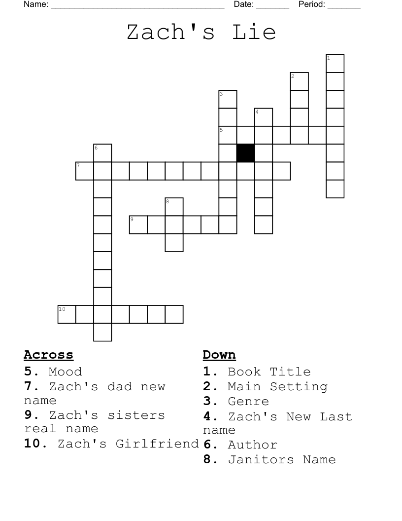 Zach's Lie Crossword