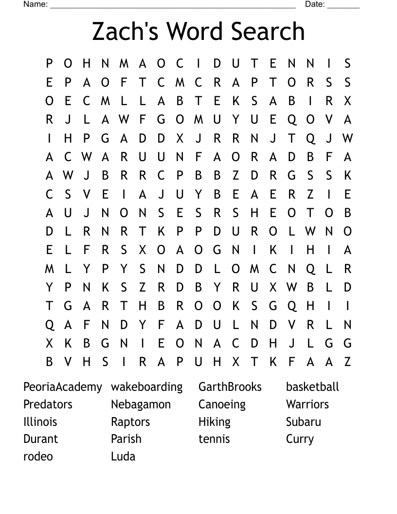 Zach's Word Search