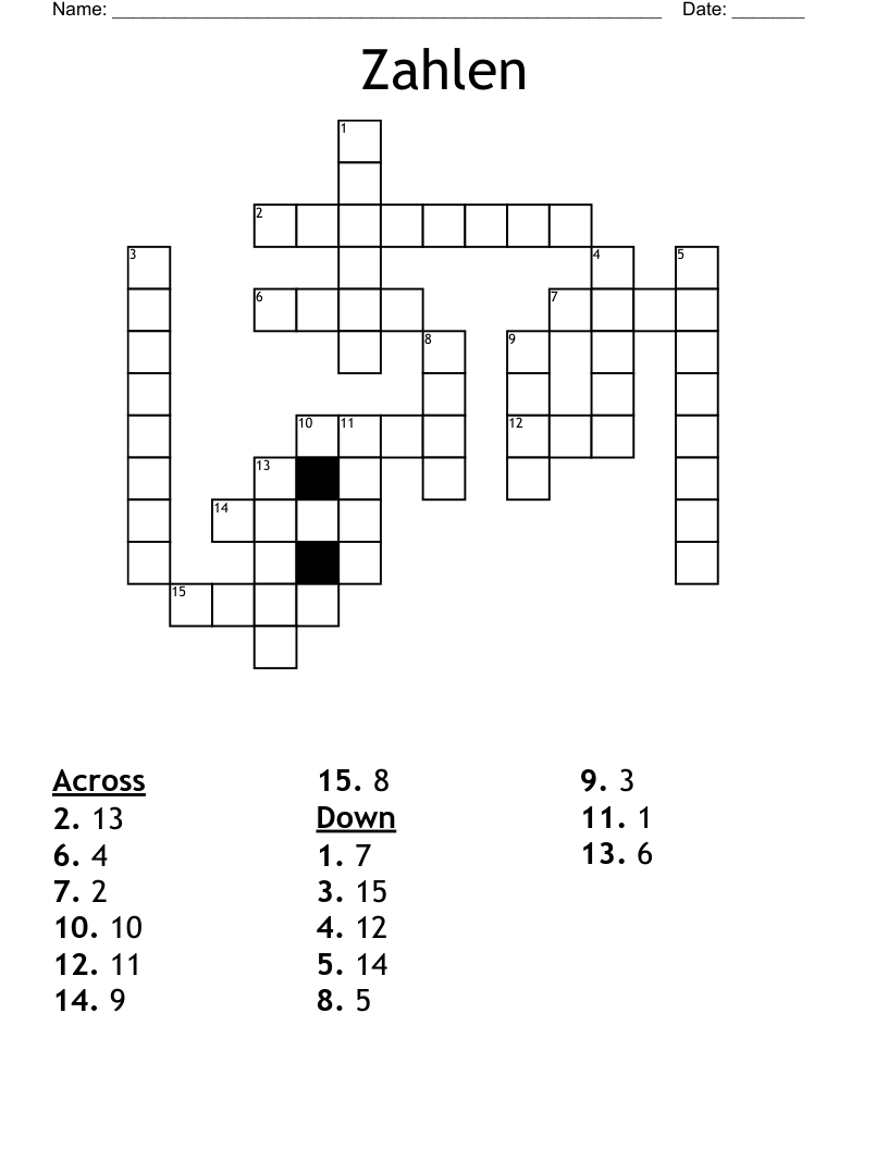 Zahlen Crossword