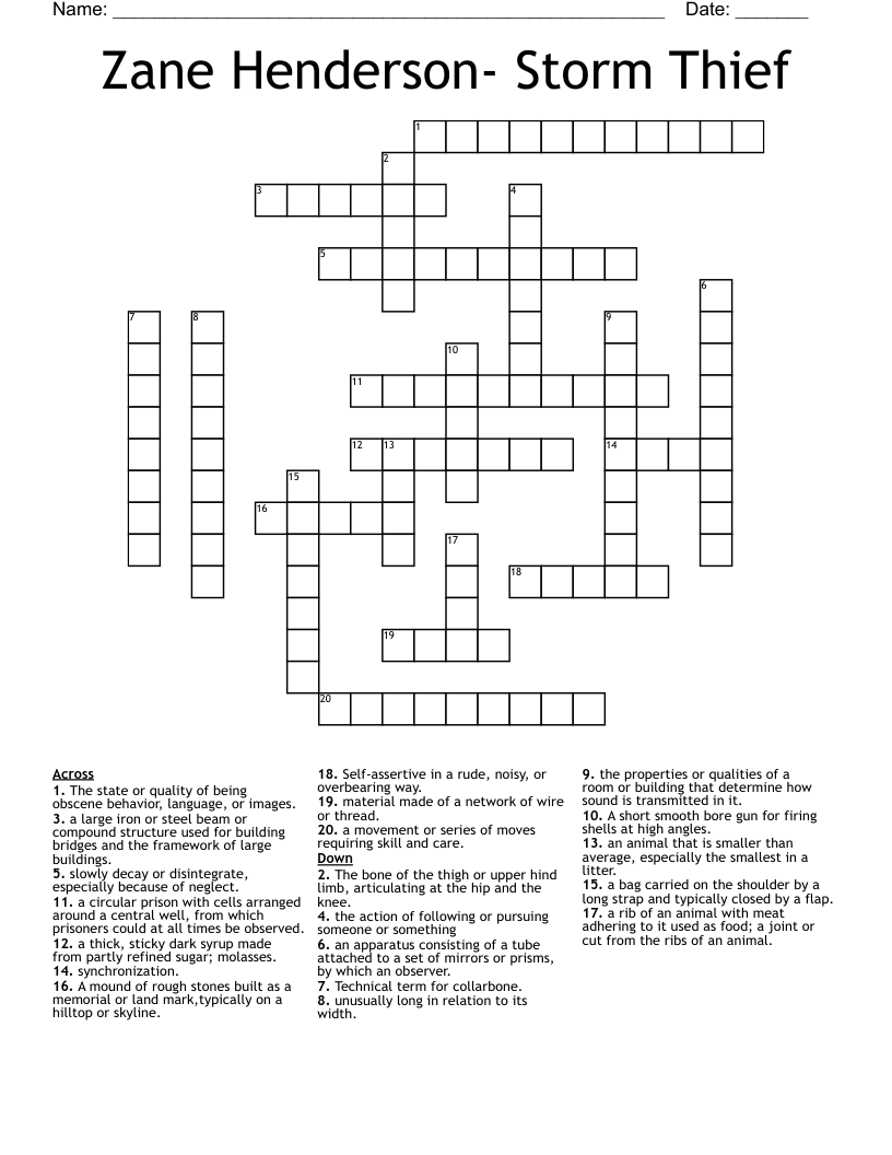 Zane Henderson- Storm Thief  Crossword
