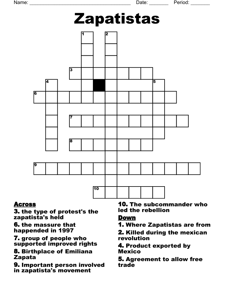Zapatistas Crossword
