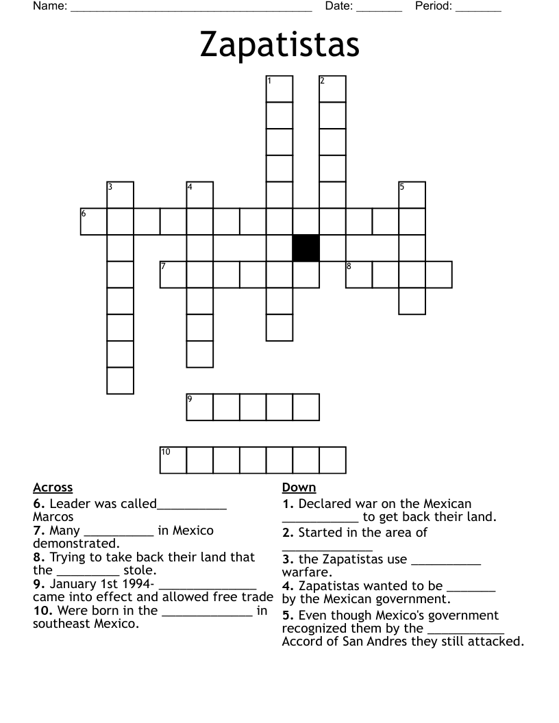 Zapatistas Crossword