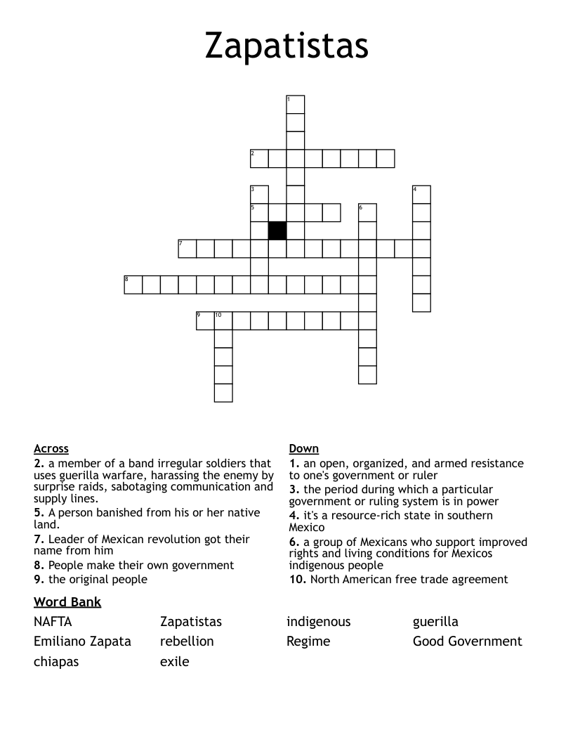 Zapatistas Crossword
