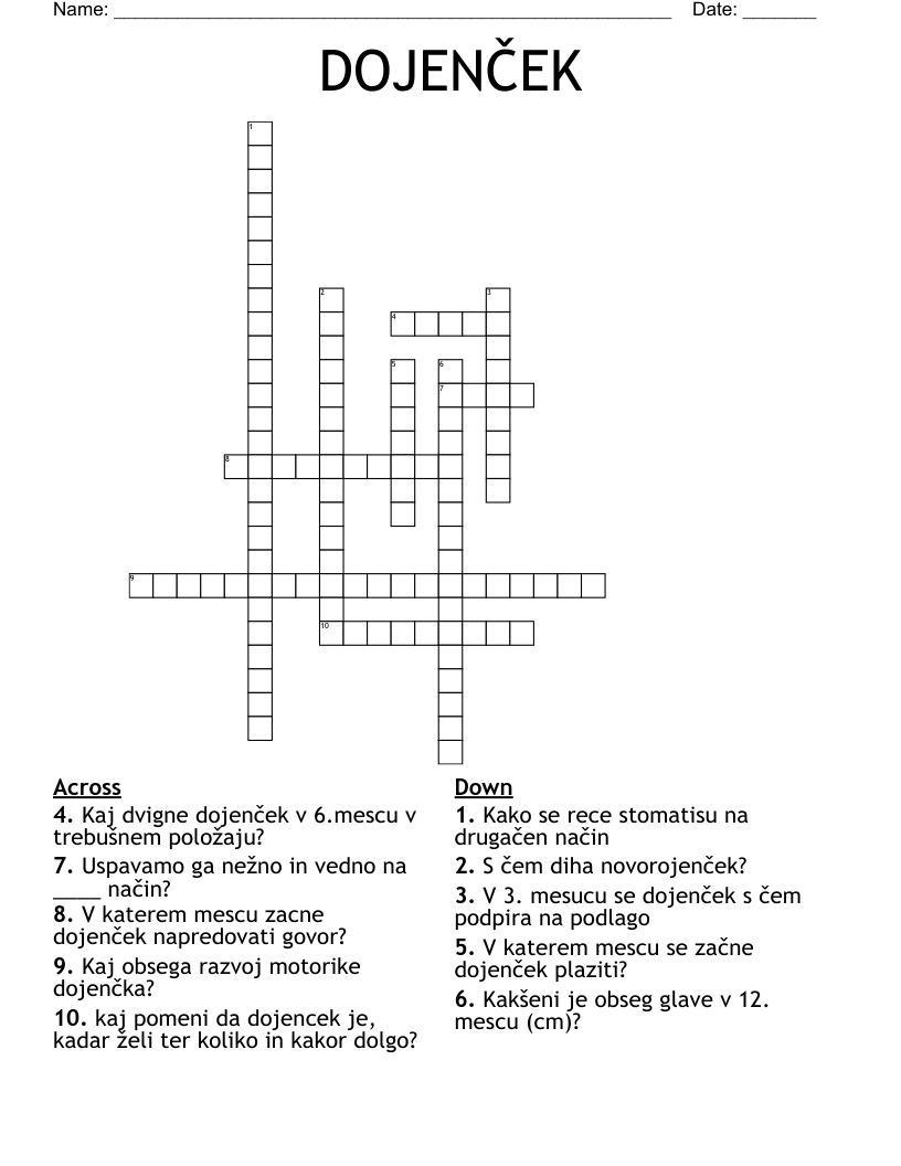 DOJENČEK Crossword