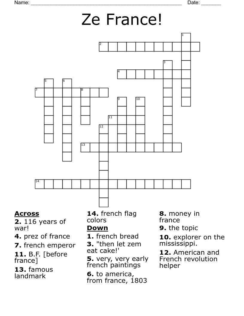 Ze France! Crossword