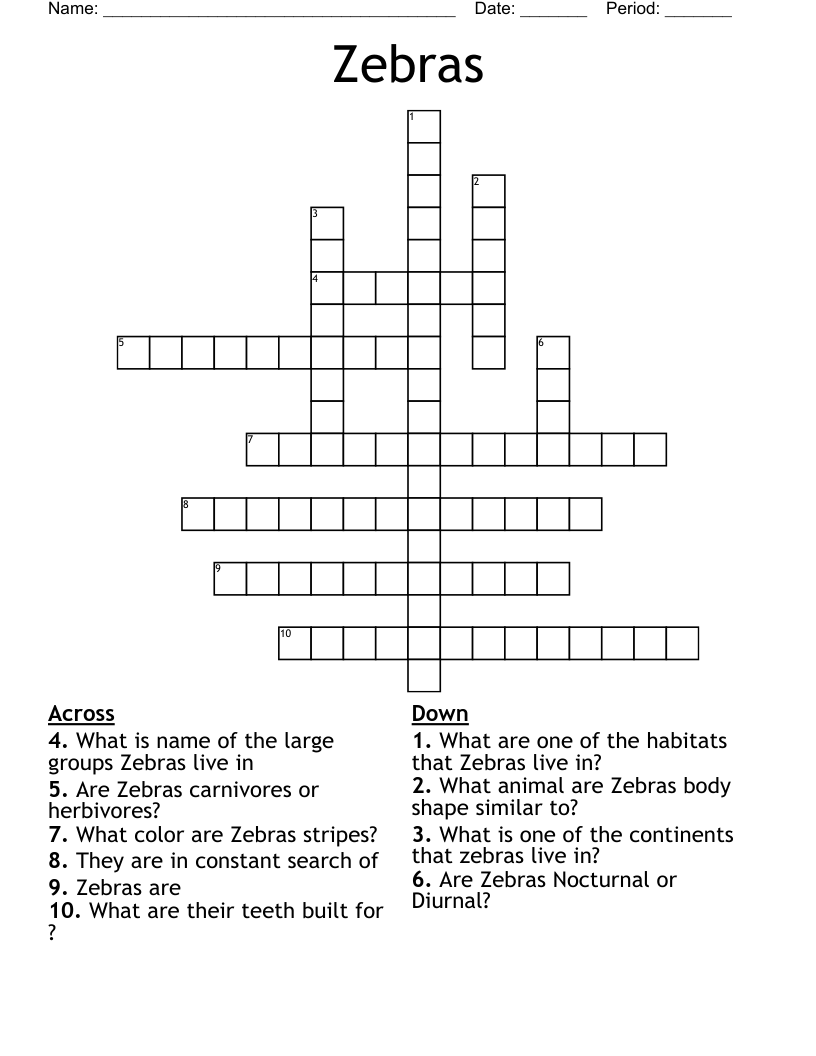 Zebras Crossword
