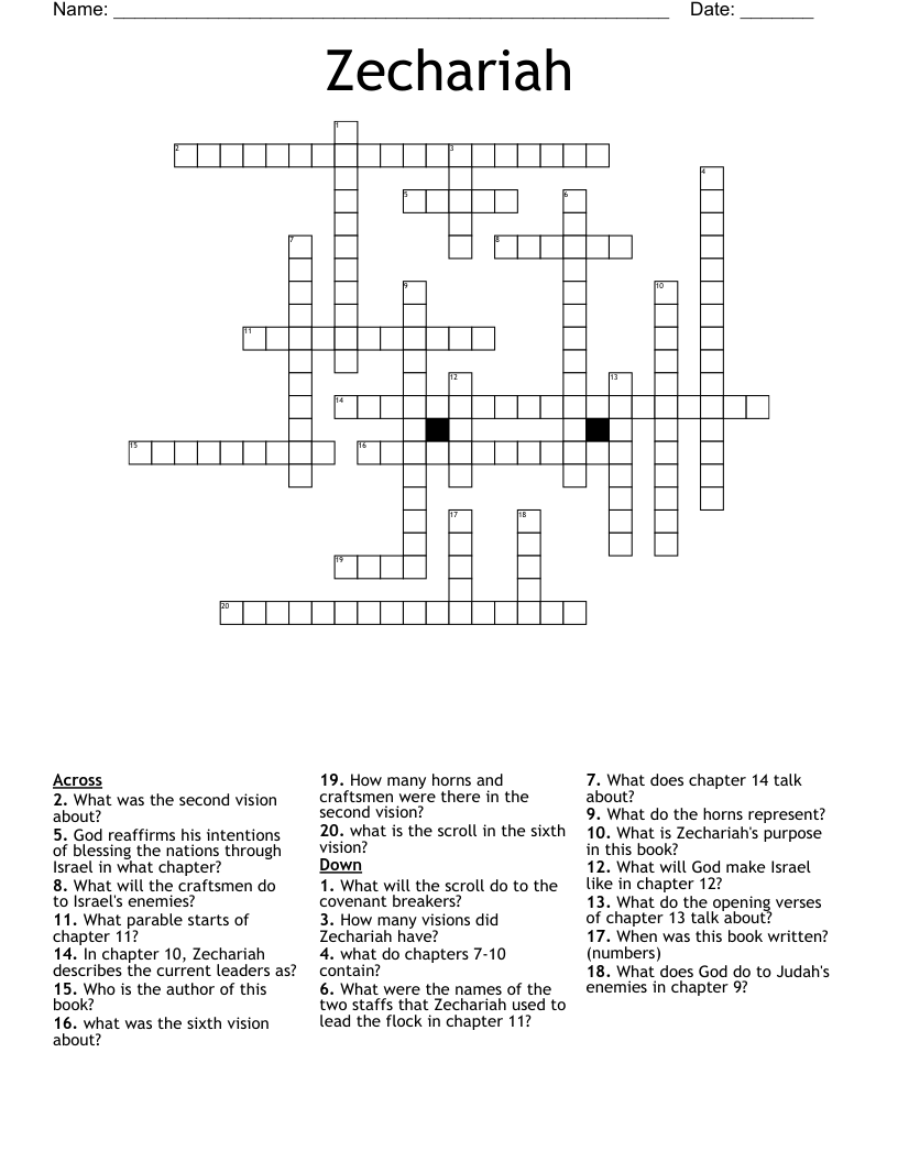 Zechariah Crossword
