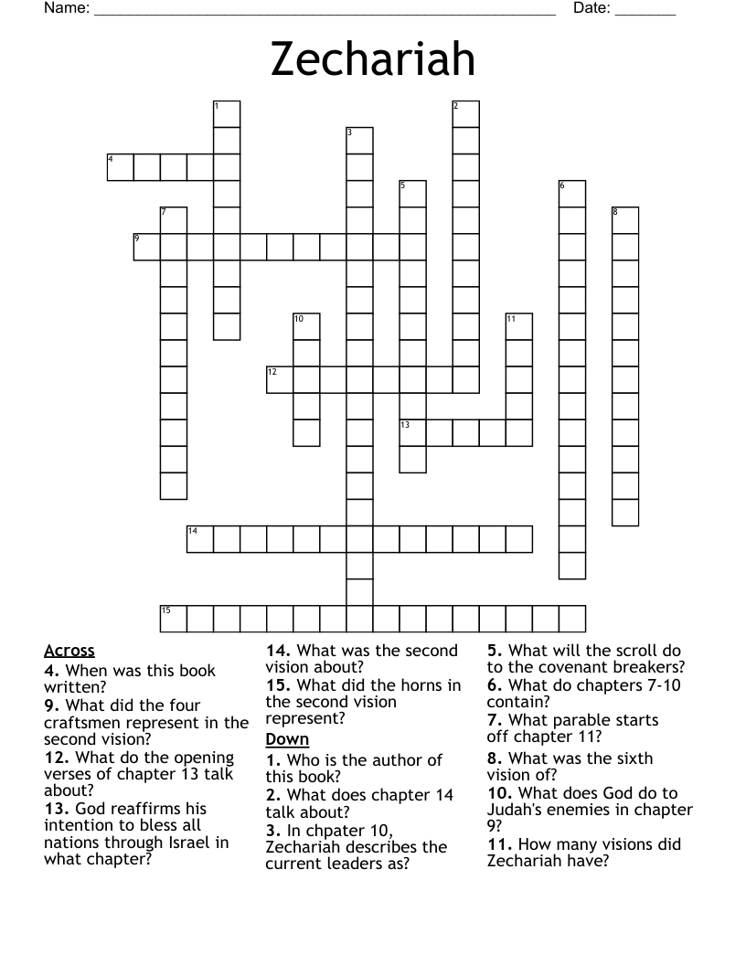Zechariah Crossword
