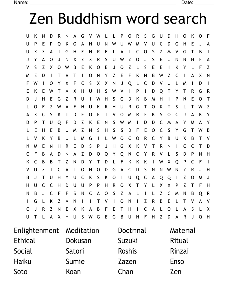 Zen Buddhism word search