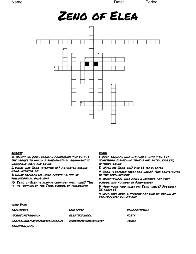 Zeno of Elea Crossword
