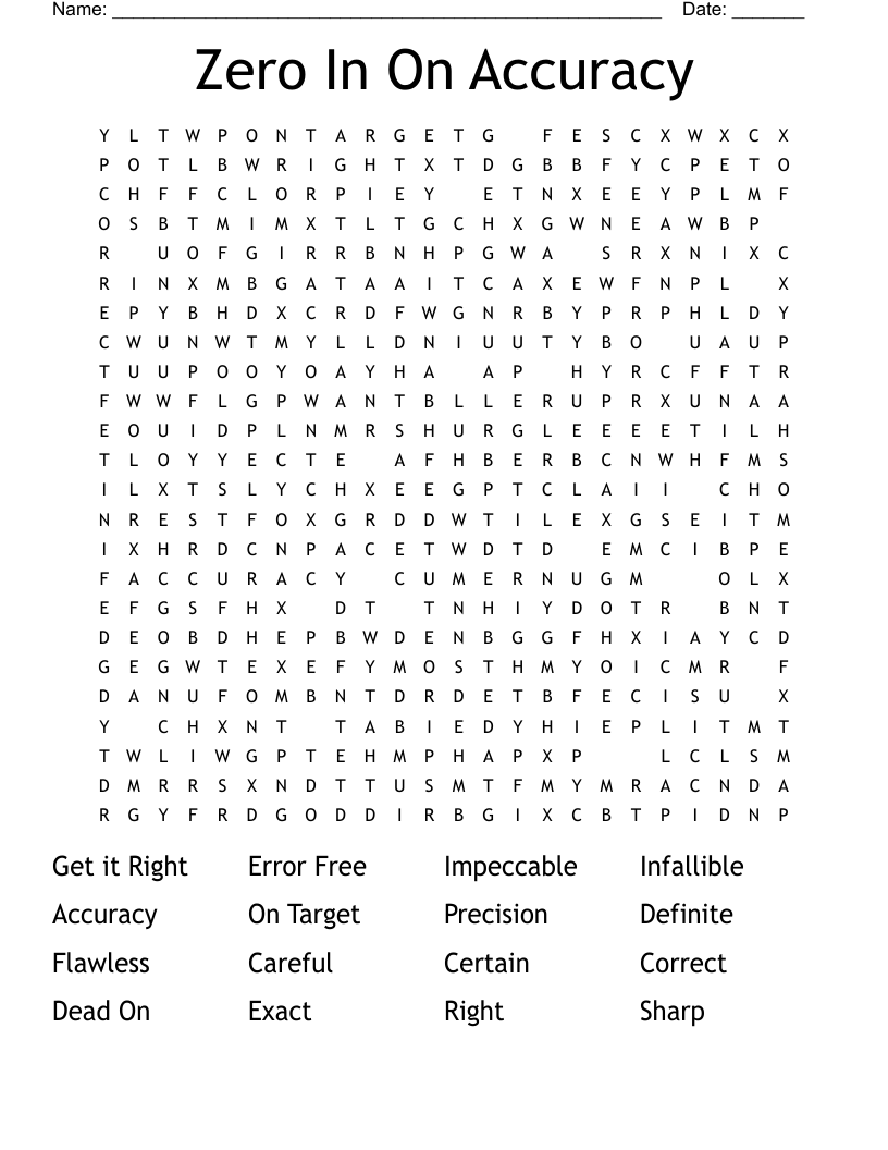 Zero In On Accuracy Word Search