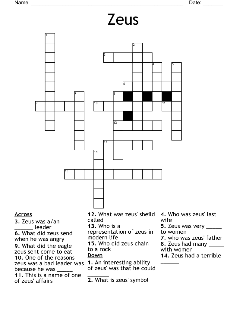 Zeus Crossword