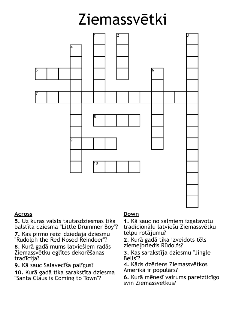 Ziemassvētki Crossword