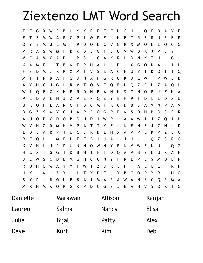 Ziextenzo LMT Word Search
