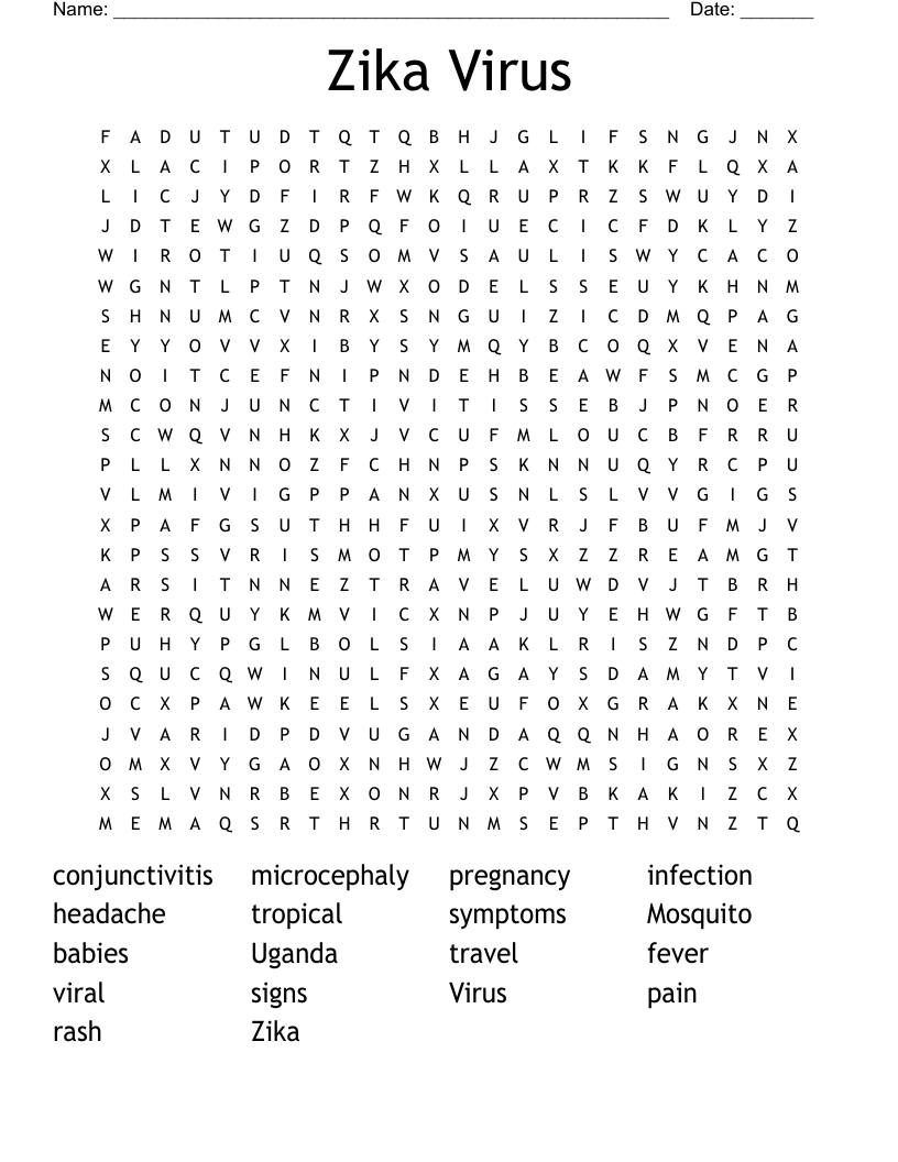 Zika Virus Word Search