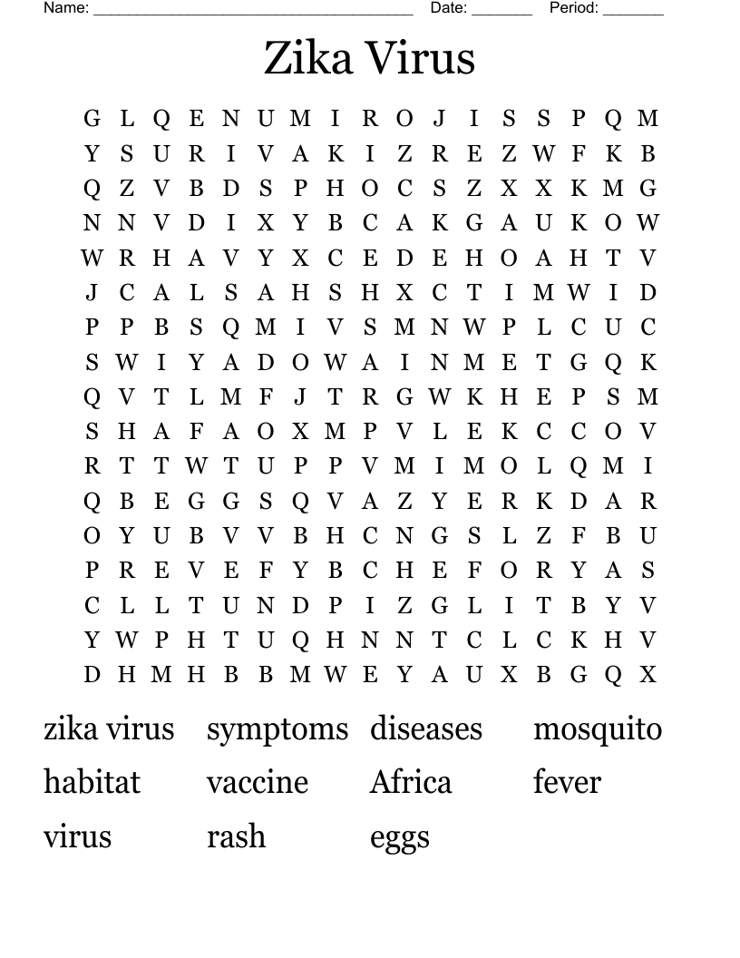 Zika Virus Word Search