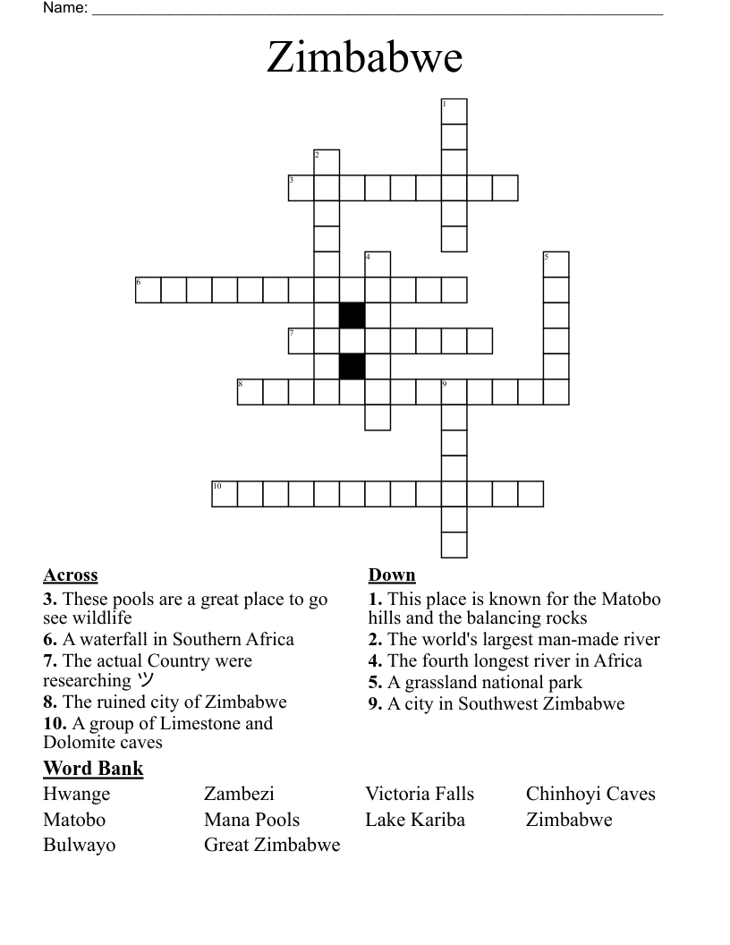 Zimbabwe Crossword