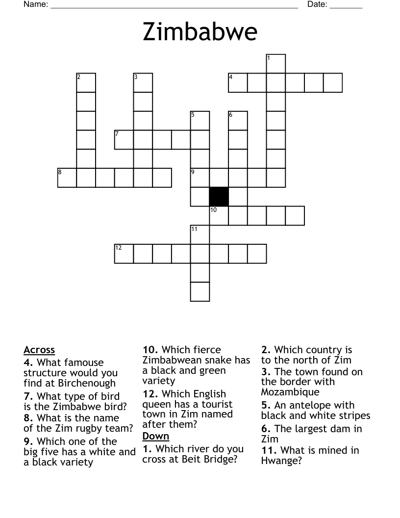 Zimbabwe Crossword