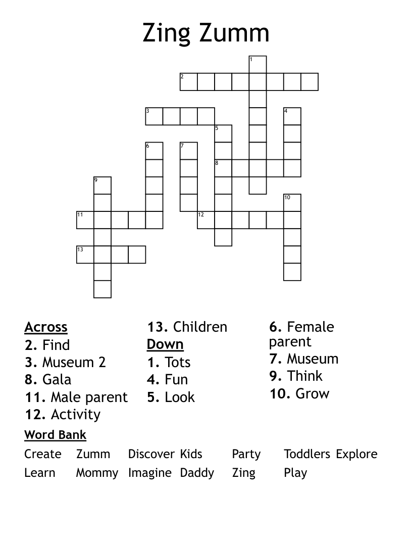 Zing Zumm Crossword