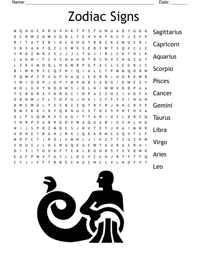 Zodiac Signs Word Search